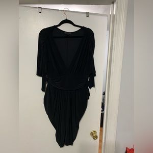 Black draped illusion dress